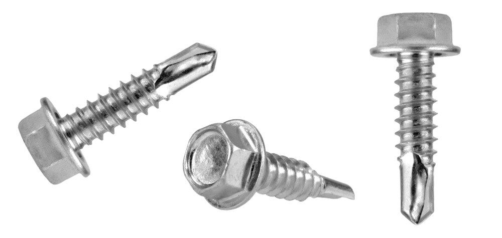 three silver TEK screws